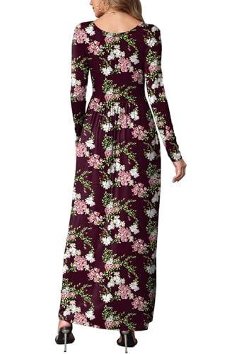 Image of EUOVMY Women's Long Sleeve Loose Maxi Dresses Casual Long Dresses with Pockets