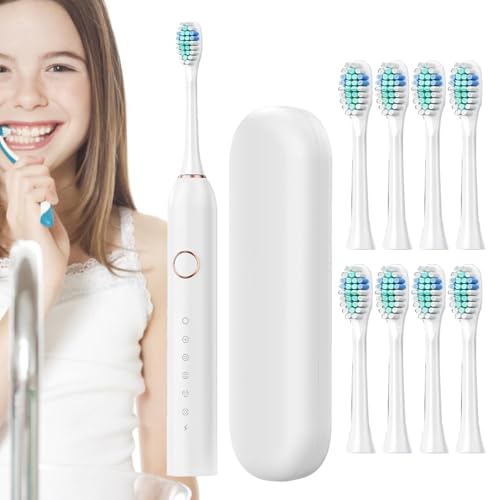 Cepillo de dientes eléctrico recargable - Cepillo de dientes de viaje eléctrico, cepillo de dientes inteligente | Deep Clean 6 Modos Cepillo de Dientes con 3 Niveles De Intensidad, Recargable Cepillo