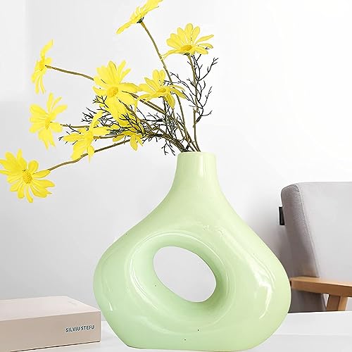 Image of XTORE Beautiful and Stylish Ceramic Vase for Home Decor (Pack of 1, Light Green)