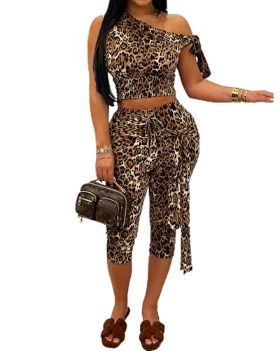 CXXQ Sexy 2 Piece Outfits Off Shoulder Self Tie Crop...