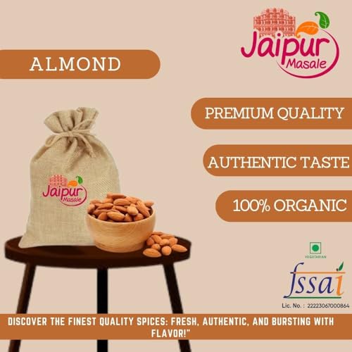 JAIPUR MASALE Natural California Almonds | Badam | High in Fiber |Premium Badam Giri |Healthy and Tasty Dry Fruits Delicious Snacks - 900 gm with Jute Bag