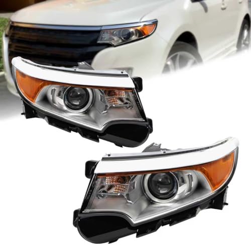 Duolctarms Pair Halogen Headlight Headlamp Assembly Compatible for 2011-2014 Ford Edge Left Driver Side + Right Passenger Side BT4Z13008A BT4Z13008H