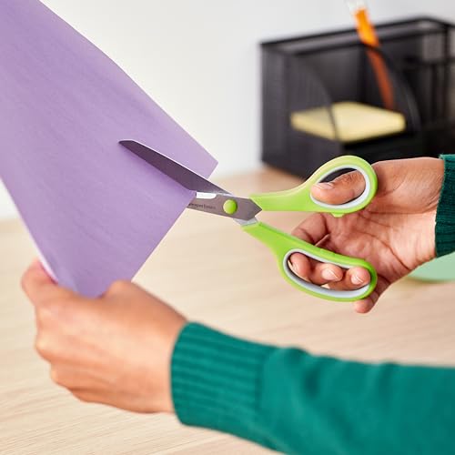 Amazon Basics Mehrzweck-Büroschere aus Edelstahl mit komfortablem Griff, PVD-beschichtet, 3 stück, 1er-Pack, Mehrfarbig