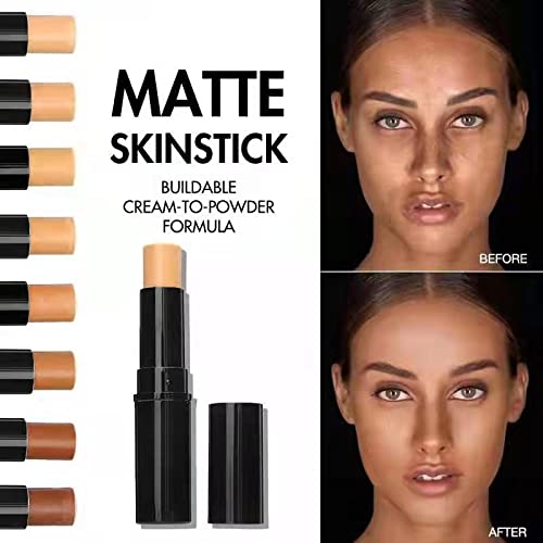 2 Pack Phoera Contour Stick, Shading Contour Stick For Makeup That Effortlessly Covers Contours Soft Matte Foundation Stick Full Coverage Waterproof.(203# Vanilla & 204# Buff Beige) #TOP1