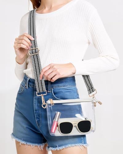 Image of Lorbro Clear Purse for Women Stadium Approved, Clear Crossbody Bag with Zipper Closure, Transparent Purse for Concert Sports