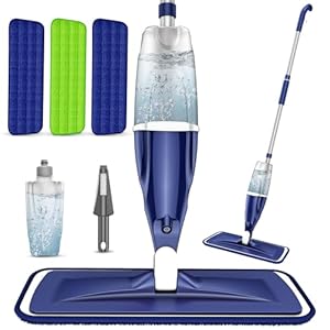 Microfiber Spray Mop for Floors Cleaning: Wet Dry Hardwood Floor Mops with 3 Washable Reusable Pads for Swiffer Powermop – Flat Mop with Sprayer for Tile Wood Laminate Vinyl Marble