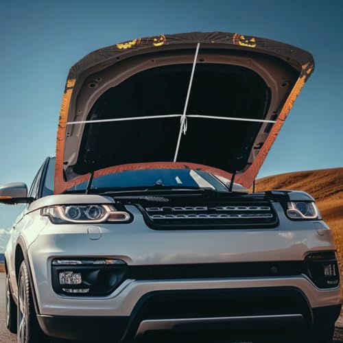 Image of Moon Halloween Tree Car Hood Cover Polyester Elastic Fabrics Washable Suitable for Large SUV and Pickup Trucks 39x59in
