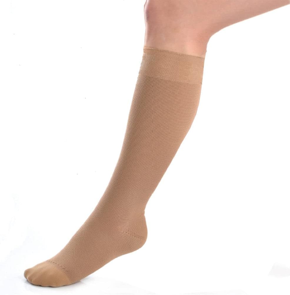 JOBST UltraSheer Knee High with SoftFit Technology Band, 30-40 mmHg Compression Stockings, Closed Toe, X-Large Full Calf, Natural