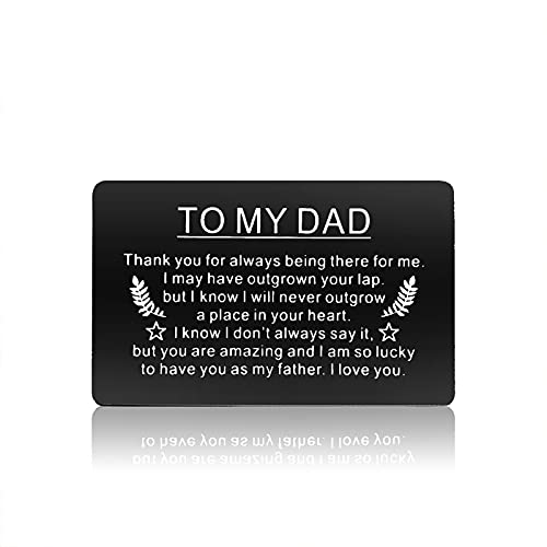 Xiahuyu Dad Gifts from Kids Birthday Gifts for Dad Fathers Day Gift Engraved Wallet Insert Card for Dad Thanksgiving Day Gifts Christmas Card Gift for Dad