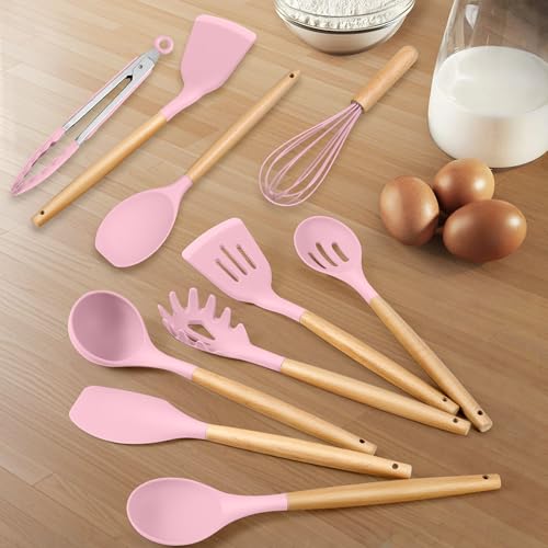 HaWare 10-Piece Silicone Kitchen Utensil Set with Wooden Handles - Image 6