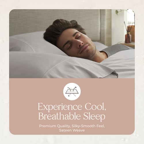 Image of 100% Organic Cotton Pillow Cases Standard Size Set of 2-100% Cotton Pillowcases GOTS Certified 300 Thread Count -Naturally Cooling Comfortable Breathable & Soft Pillow Cases (Classic Grey, Standard)