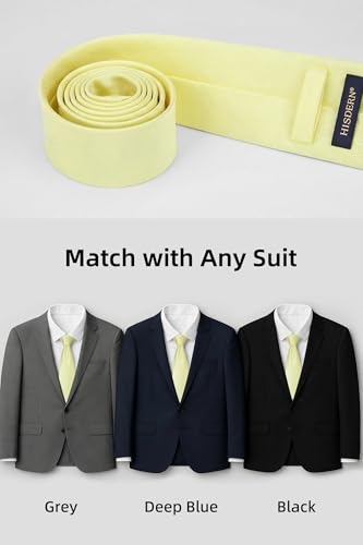 Image of HISDERN Mens Ties Solid Color Ties for Men Formal Necktie with Pocket Square Set Satin Silk Neck Tie Handkerchiefs Set