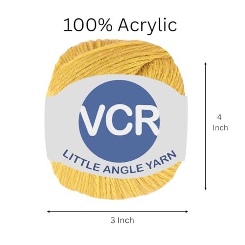 Image of VCR 4 Ply Mustard Little Angle Yarn, 25 Grams, 92 Meters Length, 100% Acrylic Soft Baby Knitting Yarn for Crochet, Newborn Sweaters, Soft Baby Socks, Mittens and Leggings, Pack of 1