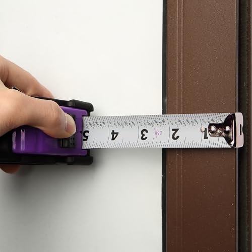 Image of Mr. Pen - 25 Foot Purple Retractable Steel Measuring Tape with Fractions, Easy Read