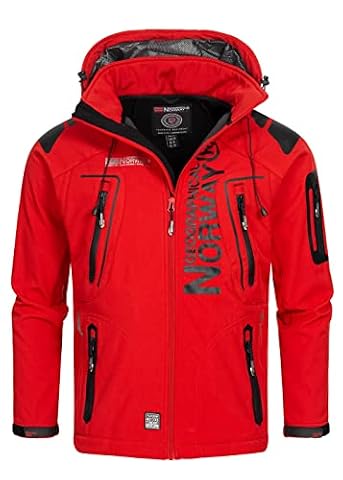 Geographical Norway Techno Men Distribrands – męska kurtka softshellowa – kurtka przejściowa, wiatroszczelna kurtka zimowa – idealna do aktywności na świeżym powietrzu, czerwony/czarny, M