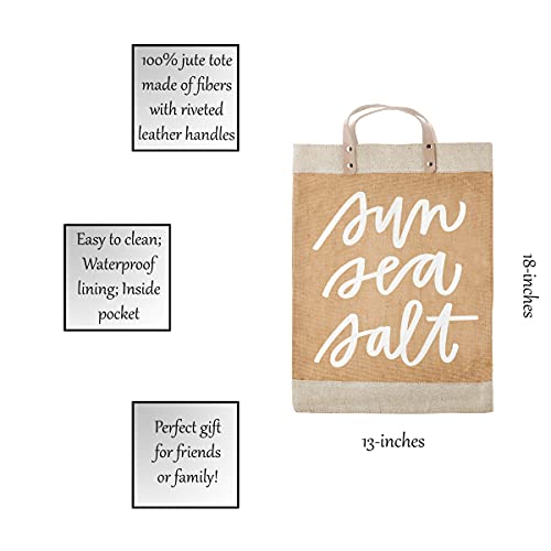 Santa Barbara Design Studio Hold Everything Waterproof Jute Tote Bag, Large, Sun Sea Salt2