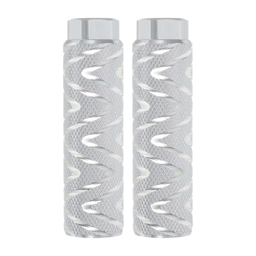 PATIKIL Bike Pegs Fit 3/8 Inch Axles 2 Pack Aluminum Alloy Anti-Skid Lead Foot Small Bicycle Peg Back Seat Stands with Stripe for BMX Mountain Dirt Bike Cycling Rear White