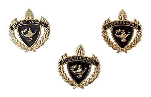 Gold Toned and Enamel Student Council Scholastic School Achievement Award Lapel Pin, Pack of 3
