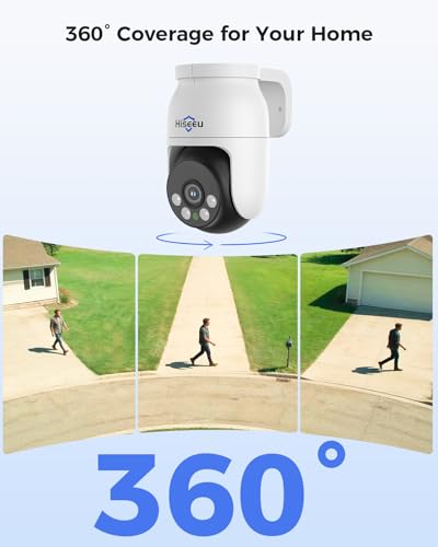 Image of Hiseeu 4K PTZ Wired Security Camera System with 8 x 8MP IP67 CCTV Cameras,8MP DVR,360 Coverage,Smart Color Night Vision,Audio,Person /Vehicle Detection,2TB HDD for 24 /7 Recording,Surveillance DVR Kit