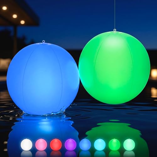 HAPIKAY Solar Floating Pool Lights - Pack of 2 Solar...