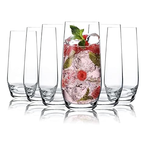 [6-Pack, 550ml]DESIGN•MASTER -Premium Highball Glasses, Heavy Base Tall Bar Glass, Drinking Glasses for Water, Juice, Beer, and Cocktail Cover