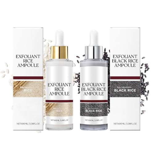 Peel Shot Glow Rice Ampoule 2Pack White & Black Rice Gentle Exfoliating Scrub for Face & Body Helps Clear Blackheads & Dead Skin Pore Care All Skin Types (100ml*2)