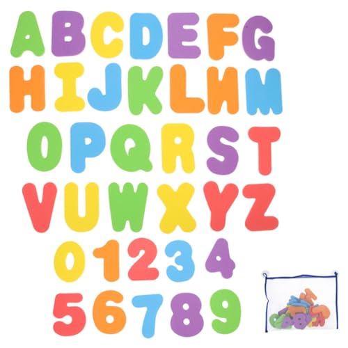 LIOOBO 用防水バスステッカー 知育英語アルファベット字認識 厚泡素材 耐久性と 性 幼児入浴学習用吸盤付き収納ネット