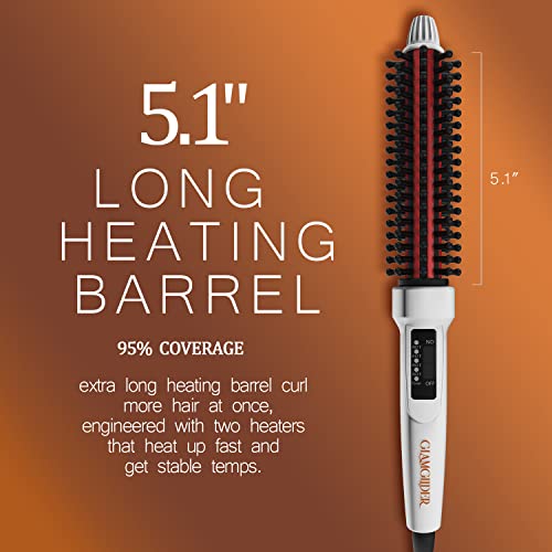 Glamglider Curling Iron Brush, Ceramic Tourmaline Ionic Hair Curler Hot Brush, Anti-Scald Hair Curling Wands, Professional Instant Heat Styling Brush1Inch #TOP1