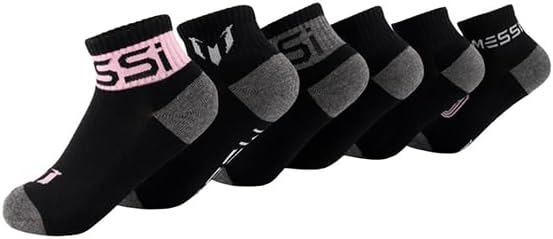 Messi Boys' Lifestyle Ankle Socks, 6-Pack, Soft & Stretchy, Comfortable
