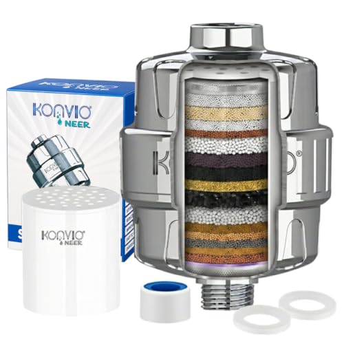 Image of Konvio Neer 22-stage advanced Shower Filter for Hard Water | Multi-Stage Borewell /Tanker Water Softener for Bathroom, for Soft hair and skin | Chrome Finish (22-Stage, Pack of 1)