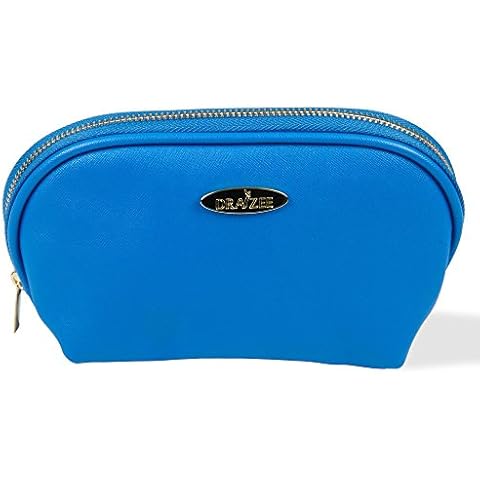 Draizee 8" Fashion PU Leather Cosmetic and Travel Accessory Bag (Deep Blue) Cover