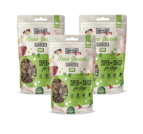 MACs Dog Mono Snack Multipack 3 x 100g Kaninchen | Getreidefreier, hochfleischiger Soft-Snack | natürlicher Hundesnack ohne Zusatzstoffe | ideal für empfindliche Hunde