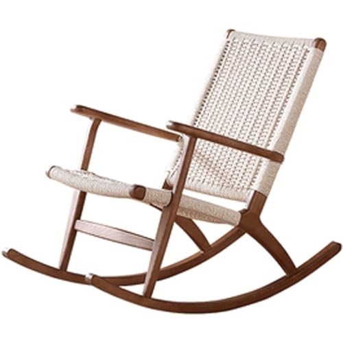 GAENZA Casual Mecedora Informal Minimalista, Silla reclinable de ratán, Silla Mecedora Moderna y sólida para el hogar, Ocio, balcón, Silla de bastón para Adultos Moderno