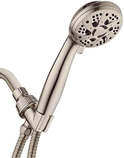 AquaDance High Pressure 6-Setting Full Brushed Nickel Handheld Shower Head with Stainless Steel Hose. Officially Independently Tested to Meet Strict US Quality & Performance Standards!