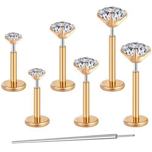 Gotumo 20G Flat Back Earrings Stud G23 Titanium Threadless Tragus Labret Cartilage Lip Medusa Conch Body Piercing Jewelry Hypoallergenic For Women Men cover