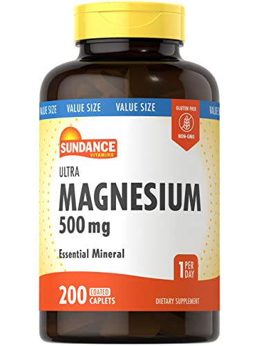 Sundance Magnesium Supplement | 500mg | 200 Count | Vegetarian, Non-GMO and Gluten Free | Magnesium Oxide