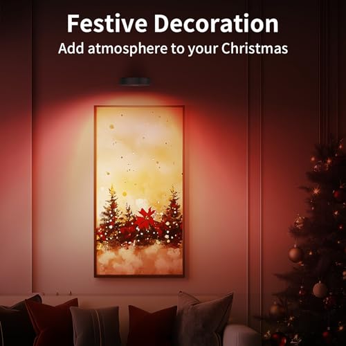 BASON LIGHTING 4 peças de luz de imagem operada por bateria, luz de pintura LED magnética com contro