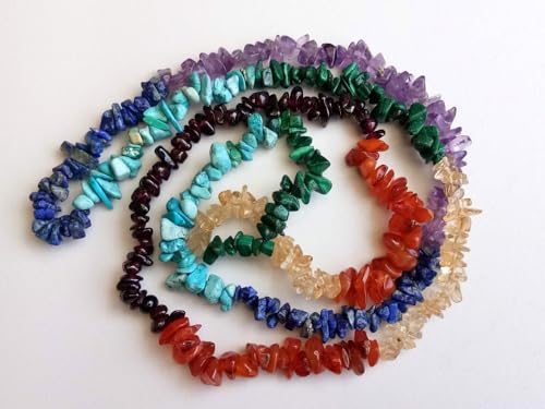 Collier de puces chakra en perles de pierres naturelles de 5-7mm