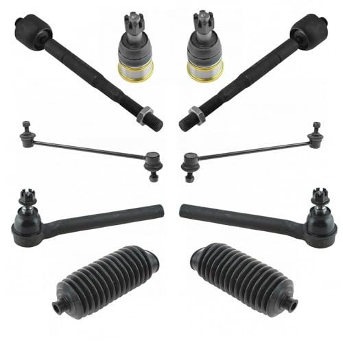 TRQ Front Steering & Suspension Kit Ball Joint Steering Rack & Pinion Bellow Sway Bar Stabilizer Link Tie Rod Compatible with 2005-2010 Honda Odyssey
