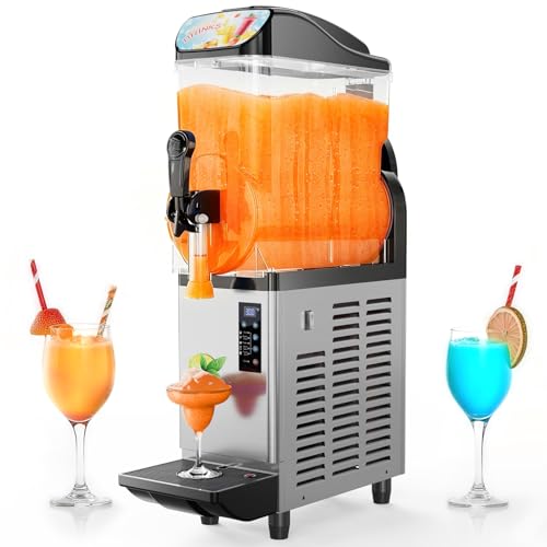 Commercial Slushy Machine - Multiple Drink Mode Selection, Frozen Drink Machine with LED Light, 15L...