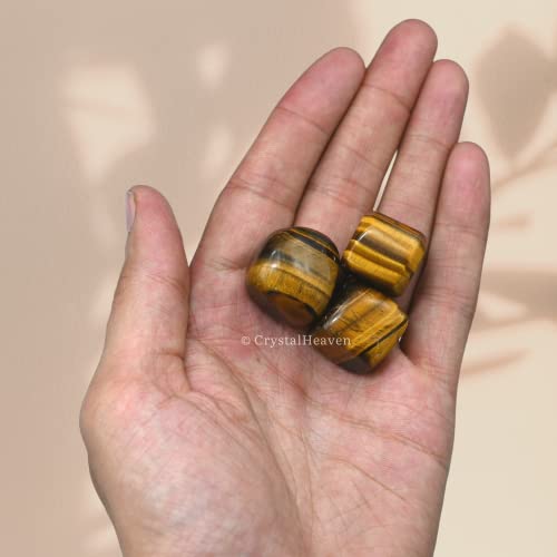 Image of Certified Tiger Eye Crystal Healing Tumbled Stone, Natural Polished Crystals for DIY Crafts, Manifestation, Meditation, Pooja Feng Shui and Reiki Healing (30 Gram)