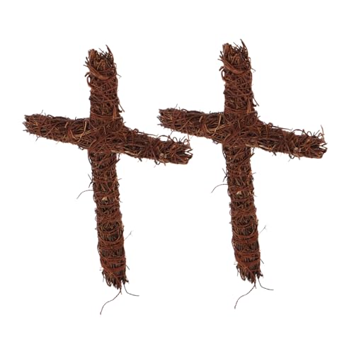 Warmhm 2 Stück Rattan Kreuz Wanddeko Handgefertigt Langlebig und...