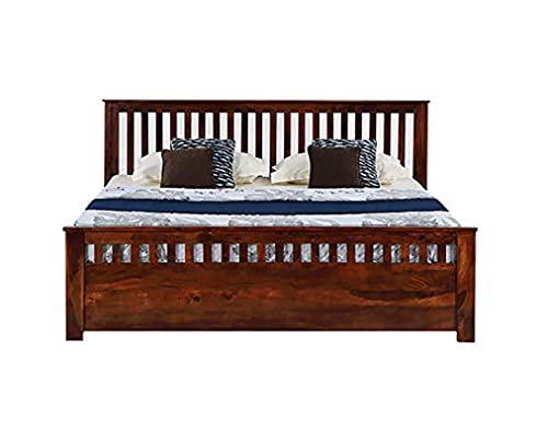 Image of Solid Sheesham Wood Queen Size Bed Without Storage Solid Wood Palang for Bedroom Living Room Wooden Double Bed Furniture for Home (Queen)