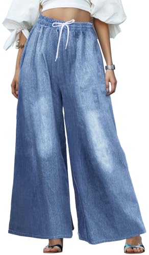 UQJE Women's Wide Leg Jeans Baggy Denim Pants High Waisted Mom Jeans with Pockets