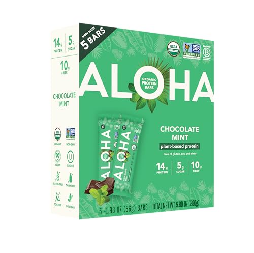 Aloha Organic Bar Protein Chocolate Mint 5 Count 1.98 Ounce