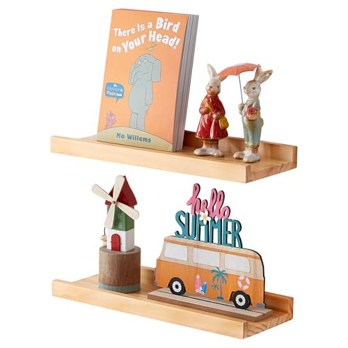 OAKERLAND Lot de 2 Etagere Murale Pin Bois, 30cm Etagere Flottante en Pin pour Maison, Bureau, Chambre, Salon, Salle de Bain, Cuisine (40 x 15 cm)
