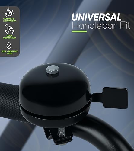 Image of OXYGEN Cycle Bell for Bicycle Universal Metal Bicycle Bell Loud Clear Ring Bell for Cycle MTB Road and Kids Bikes Durable Weatherproof Rust Resistant Easy Install Handlebar Bell Black