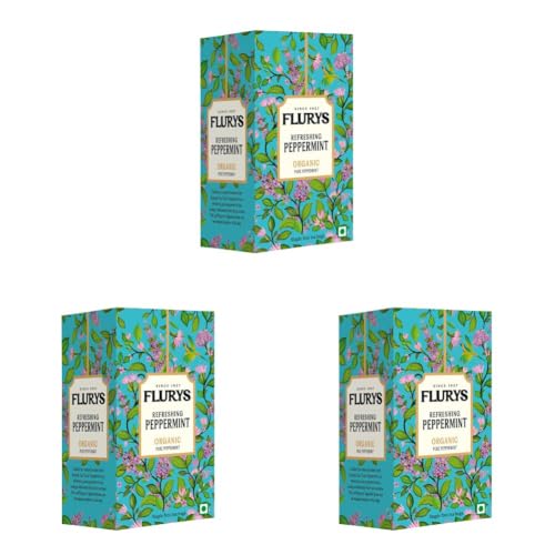 Image of Flurys Organic Peppermint Tea | 100% Pure Herbal Tea | Caffeine-Free Mint Infusion for Digestion & Relaxation | 20 Tea Bags (30g) (Pack of 3)