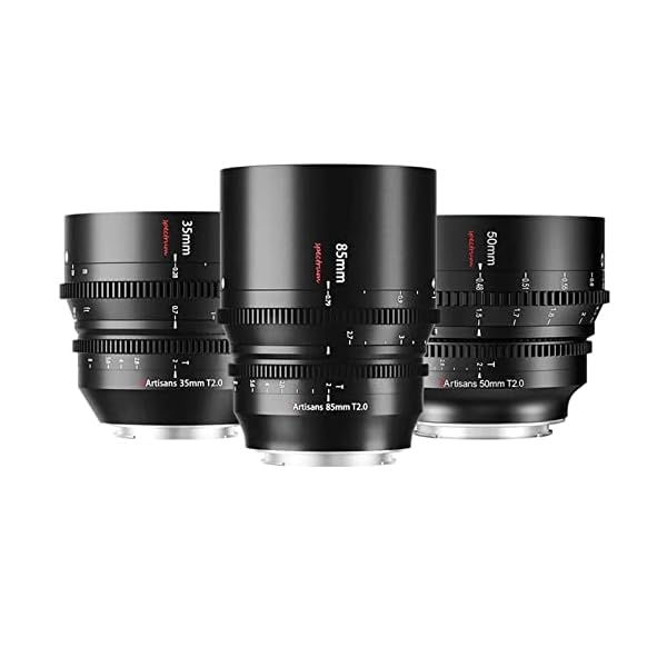7artisans 85mm 50mm 35mm T2.0 Cine Lens Kit for L Mount,Full Frame Large Aperture Camera Lens,Compatible for Sigma FP, Panasonic S1 S1H S5, Leica SL SL2