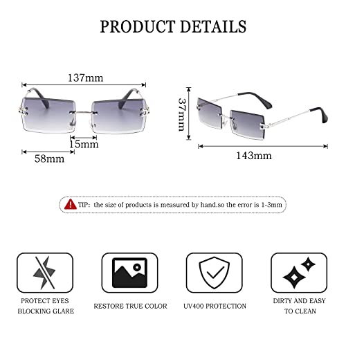 Stylish Small Rectangle Sunglasses Women Men Tinted Frameless Eyewear Ultralight Candy Color Ocean Sun Glasses Shades NP10343